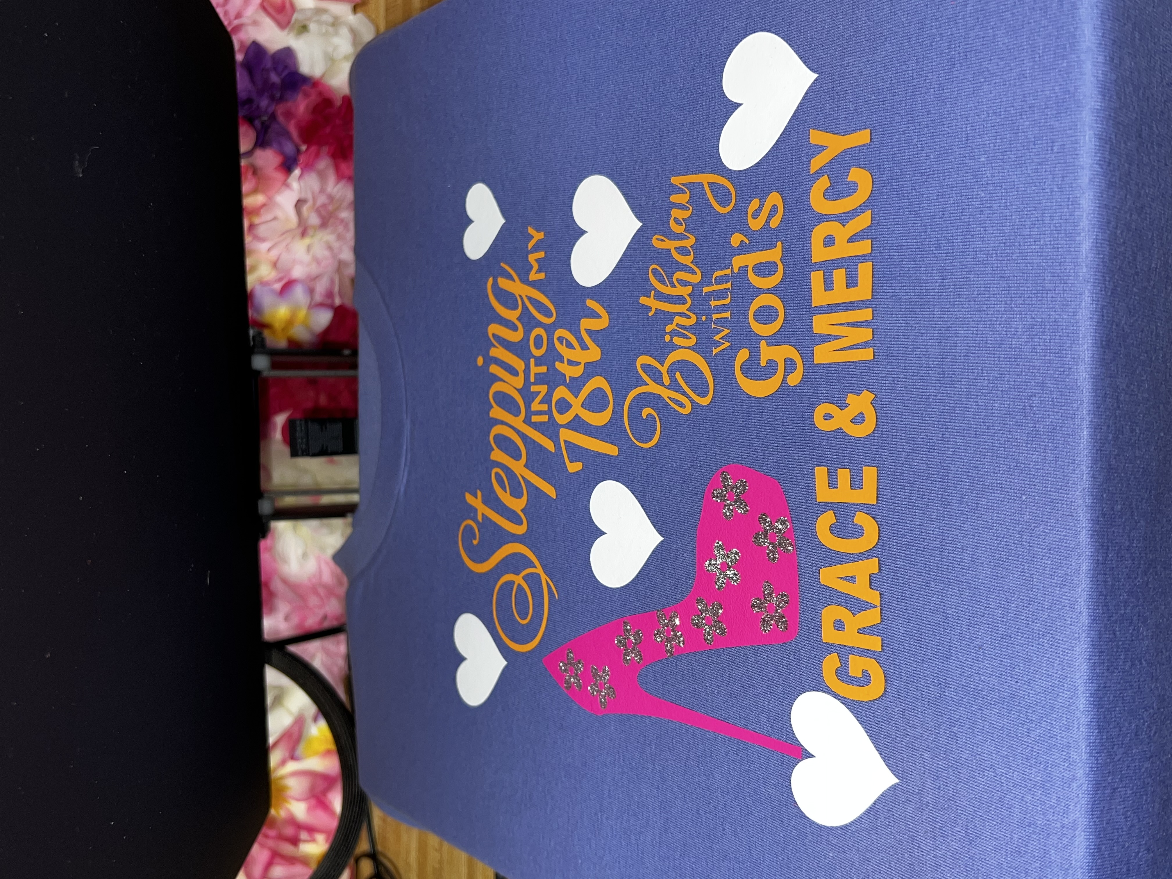 Custom 18th birthday celebration tshirt in purple
