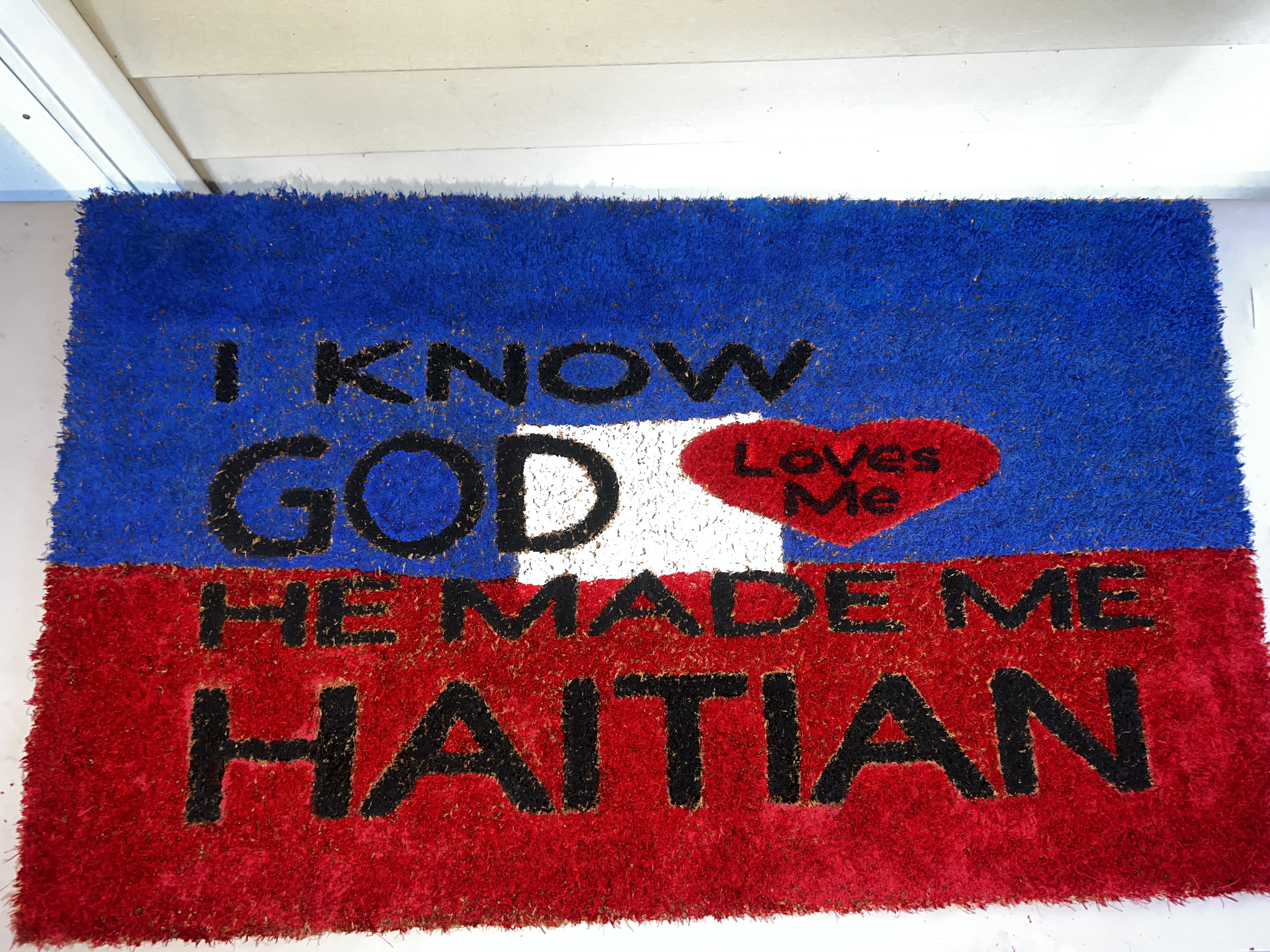Custom Haitian pride doormat with flag colors