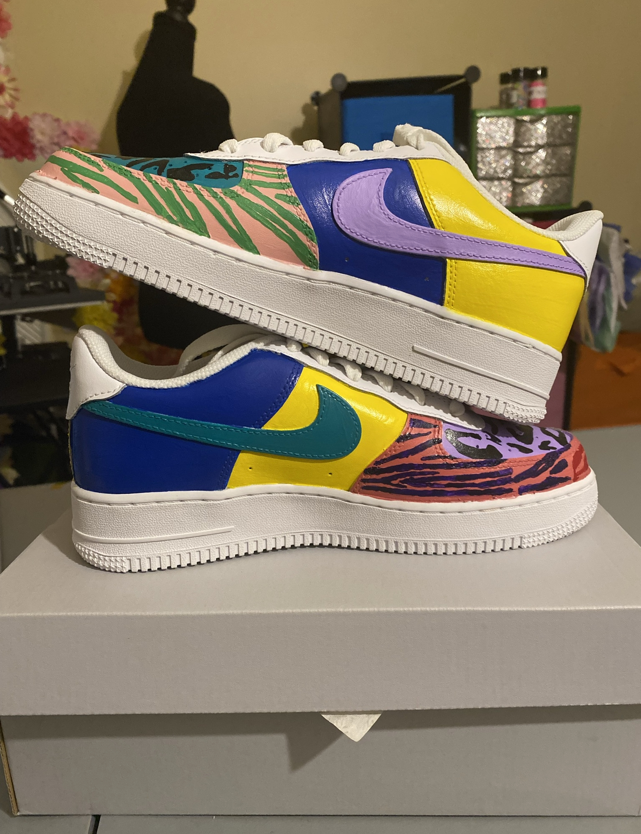 Custom hand painted multicolor sneakers
