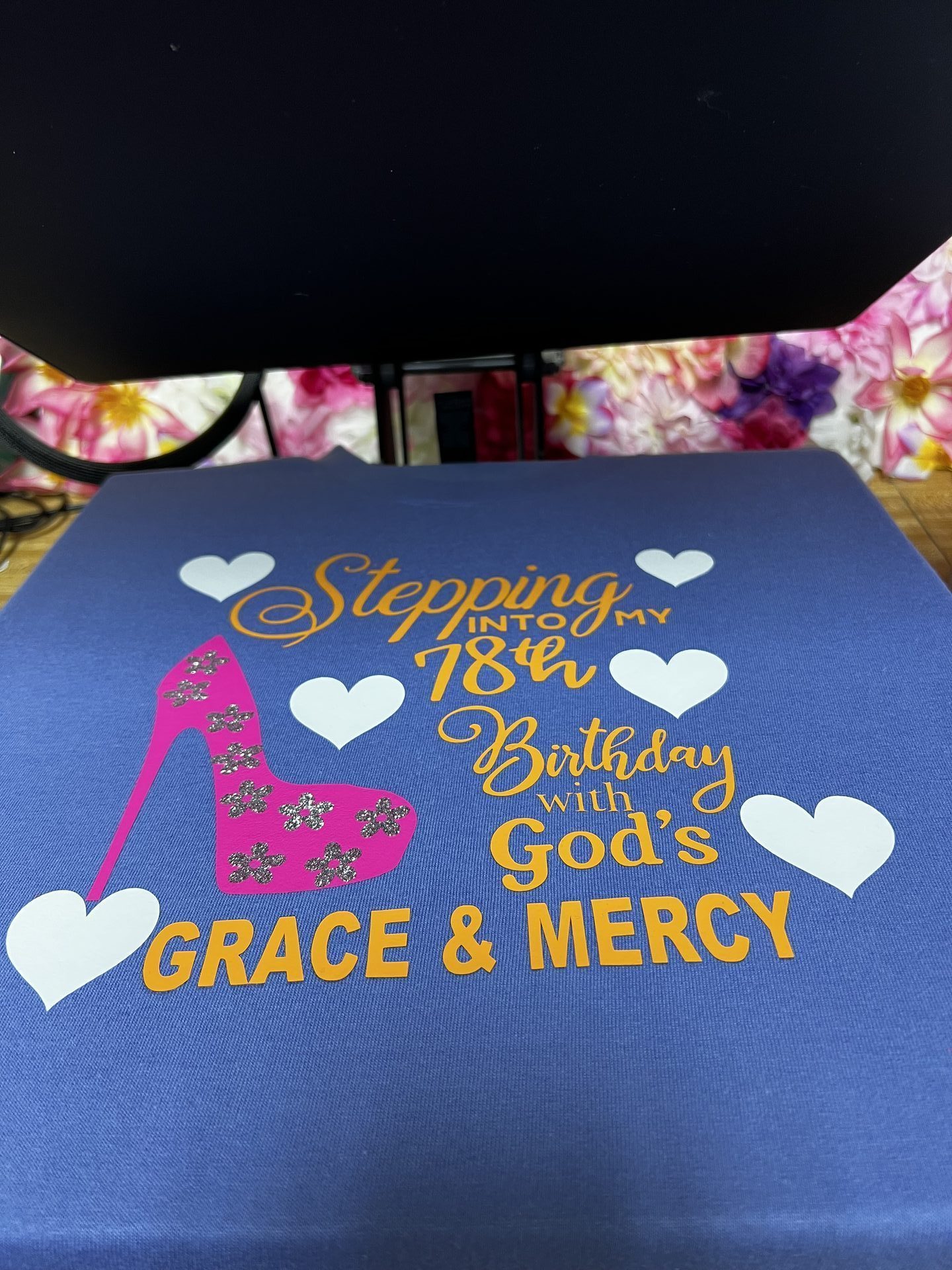 Custom blue shirt for 78th birthday stepping with Gods Grace and Mercy