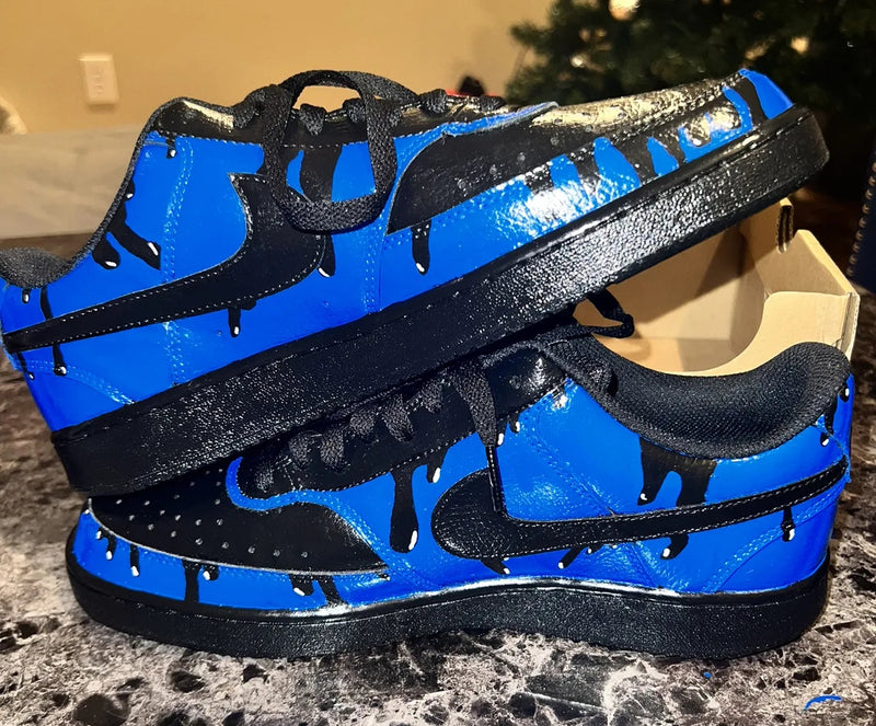 Custom Painted Sneakers Blue Drip