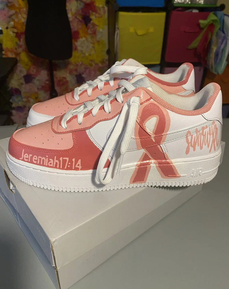 Custom Painted Sneakers Pink Ribbon